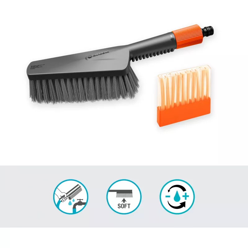 Gardena Cleansystem set di lavaggio con spazzola a mano M morbida, 18863-20
