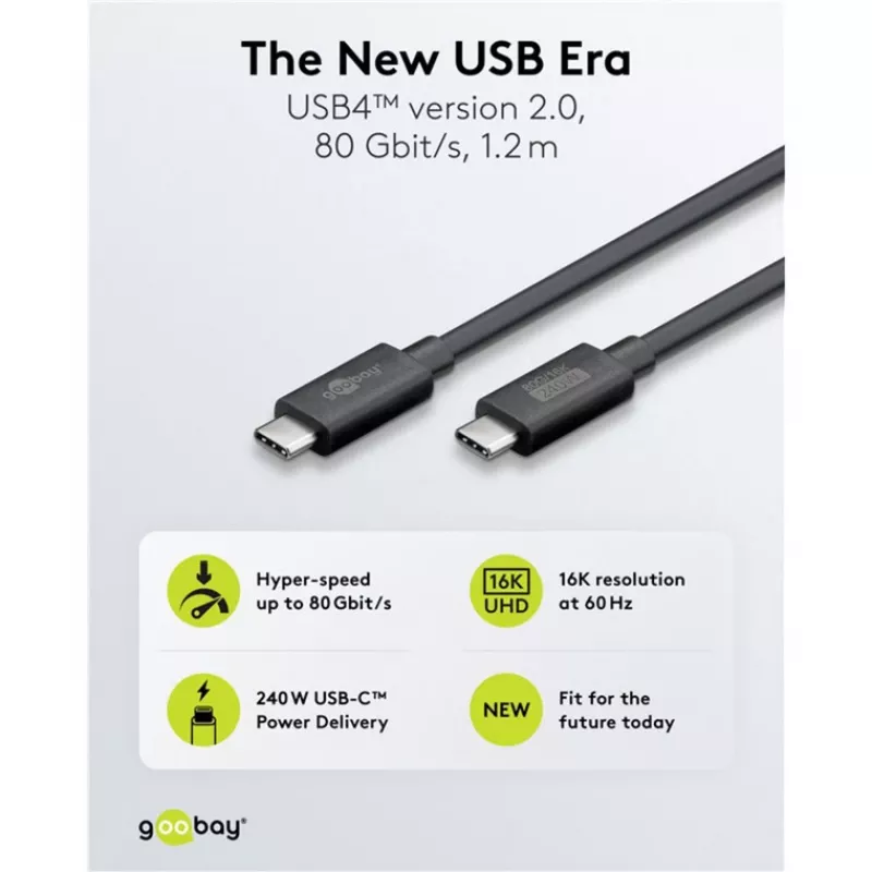 Cavo USB-C WENTRONIC USB4 Gen4 1.2m — supporta 16k@60Hz e 4K@120Hz