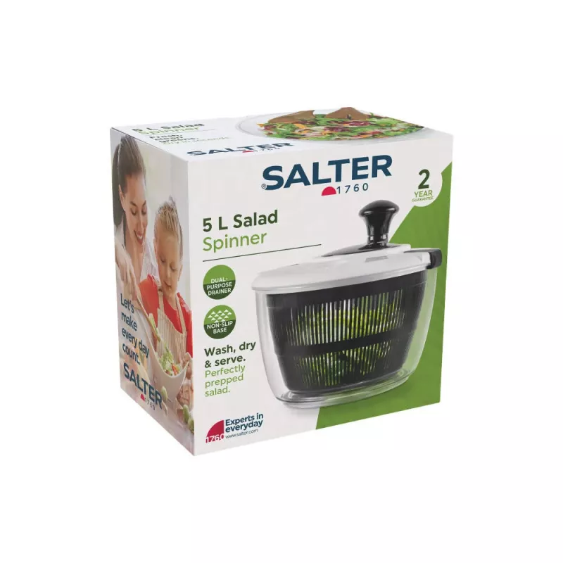 Centrifuga insalata Salter BW13899EU7 capacità 5 L, ciotola e cestello in plastica senza BPA