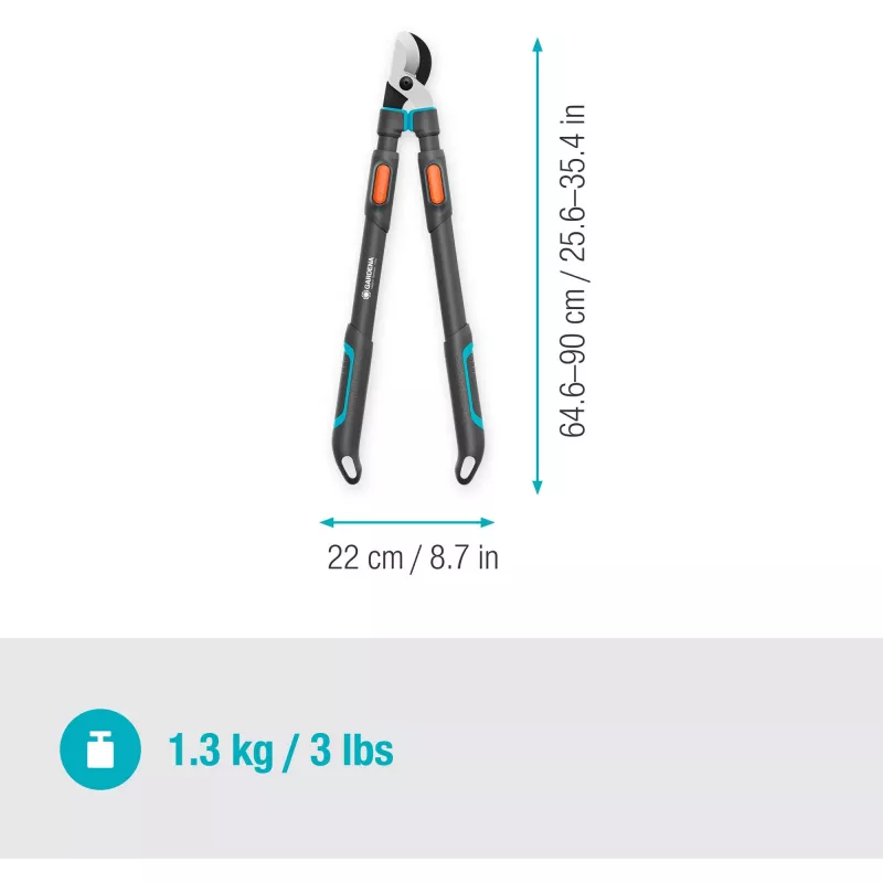 Gardena cesoia per rami TeleCut Pro L grigio/turchese 65 cm - 90 cm (12041-88)