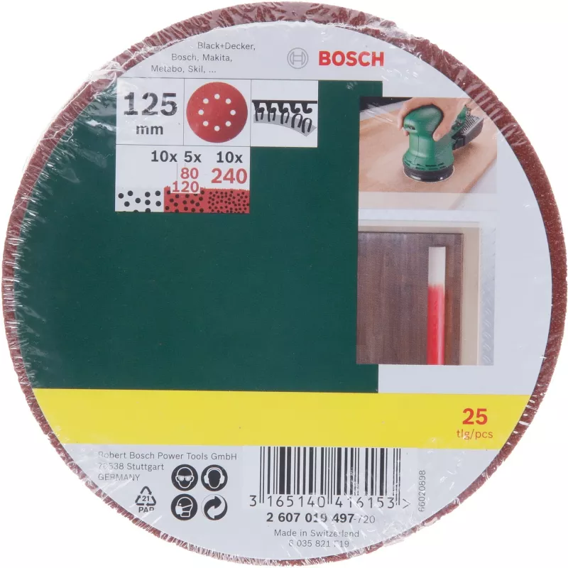 Bosch 2 607 019 497 accessori levigatura 25 pezzi foglio abrasivo