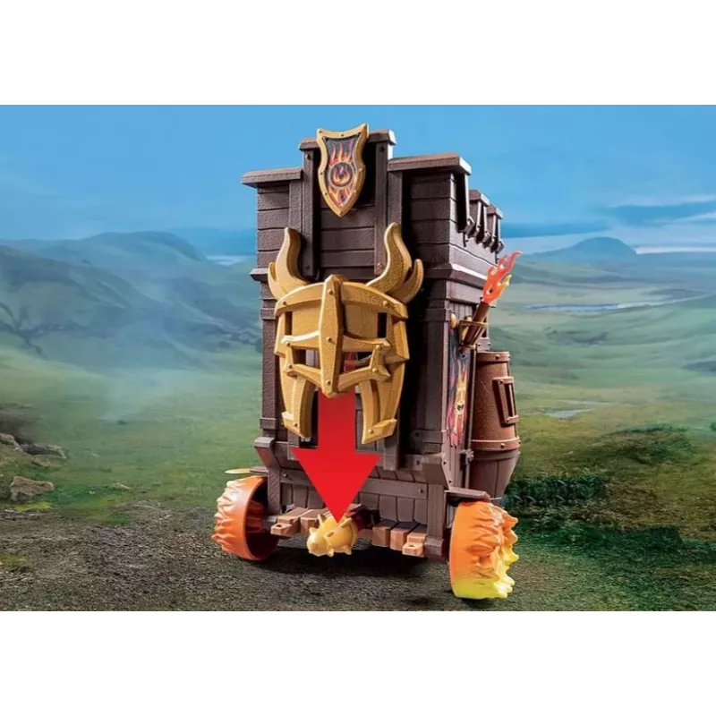 Set di personaggi Novelmore 71643 carro da guerra con cannone incendario