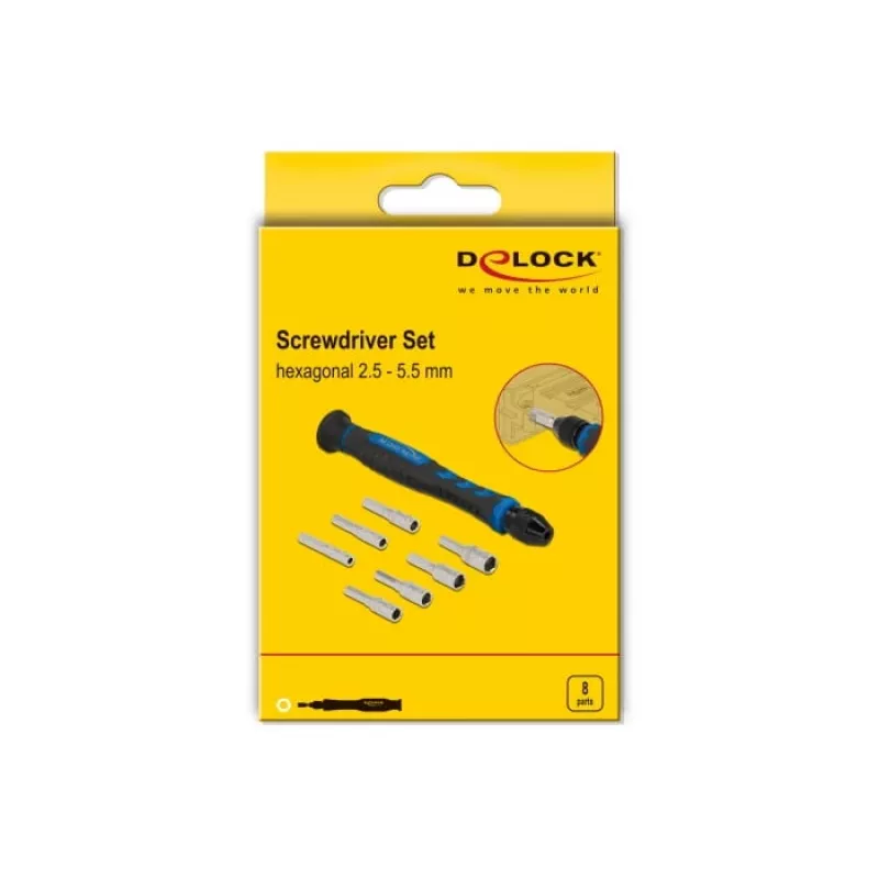 Set di cacciaviti DeLOCK 90551 8 pz. bussola esagonale cava 2,5 - 5,5 mm