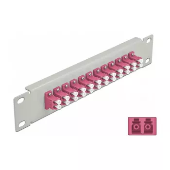 Patch panel in fibra ottica DeLOCK 10 pollici 12 porte LC Duplex viola 1U grigio