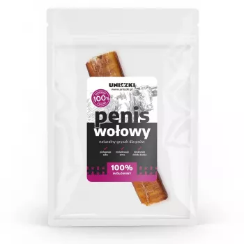 Osso da masticare UNISZKI pene di manzo 12 cm pezzo singolo, snack naturale da masticare per cani