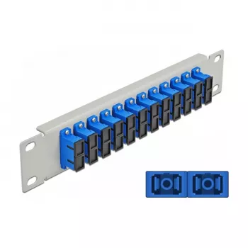 Patch panel fibra ottica DeLOCK 10 pollici 12 porte SC duplex blu 1U grigio