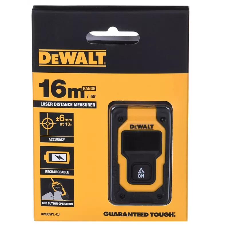 DeWALT DW055PL-XJ distanziometro laser, portata 16 m, nero/giallo
