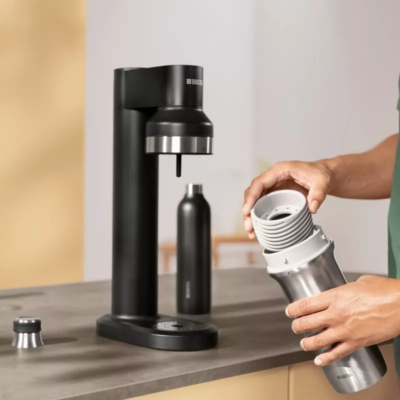 Bottiglia per carbonazione BRITA 650 ml, acciaio inox, nera, lavabile in lavastoviglie