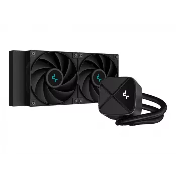 DeepCool LS520S Zero Dark raffreddamento a liquido AIO per CPU, 240 mm, 2 ventole PWM da 120 mm, AM4/AM5/LGA2066, nero