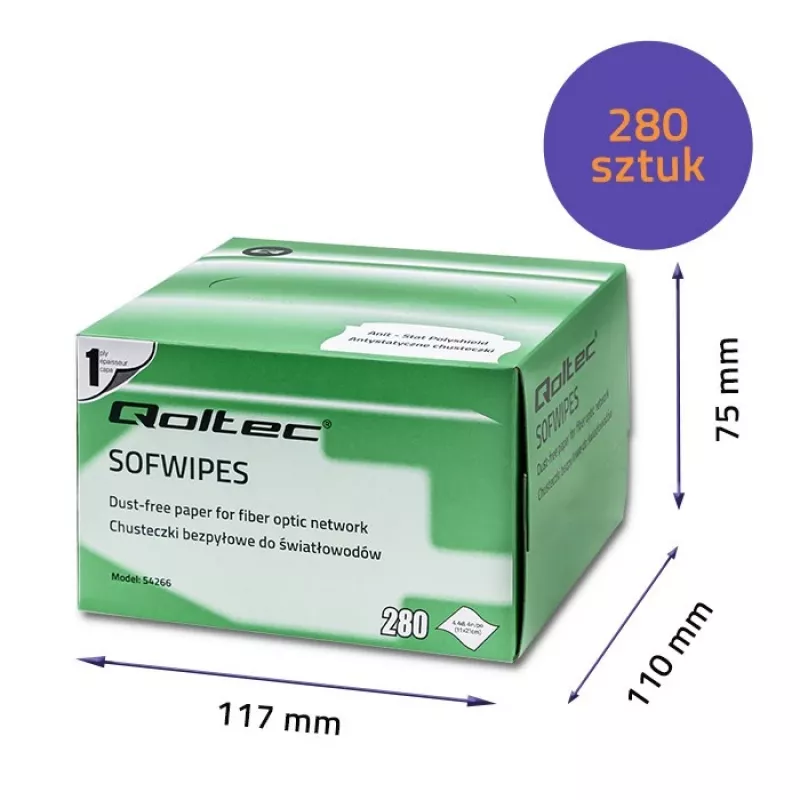 Salviette per fibre ottiche senza pelucchi Qoltec