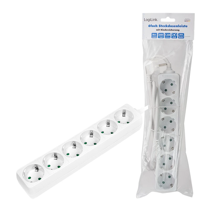 Prolunga di alimentazione LogiLink LPS238 1.5m 6 prese AC per interni bianco
