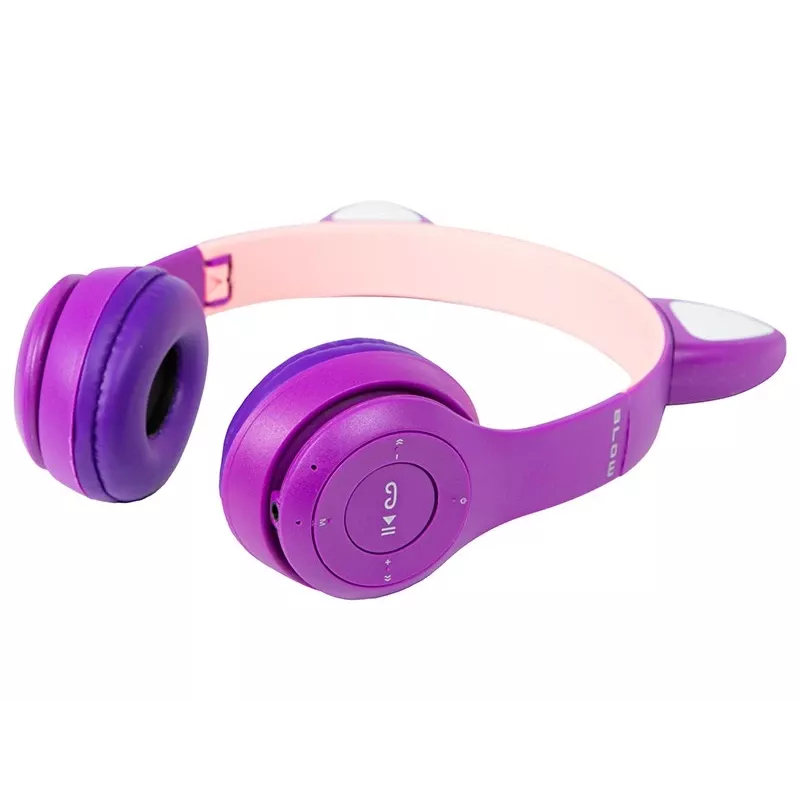 Cuffie wireless Bluetooth 5.0 LED per bambini orecchie viola