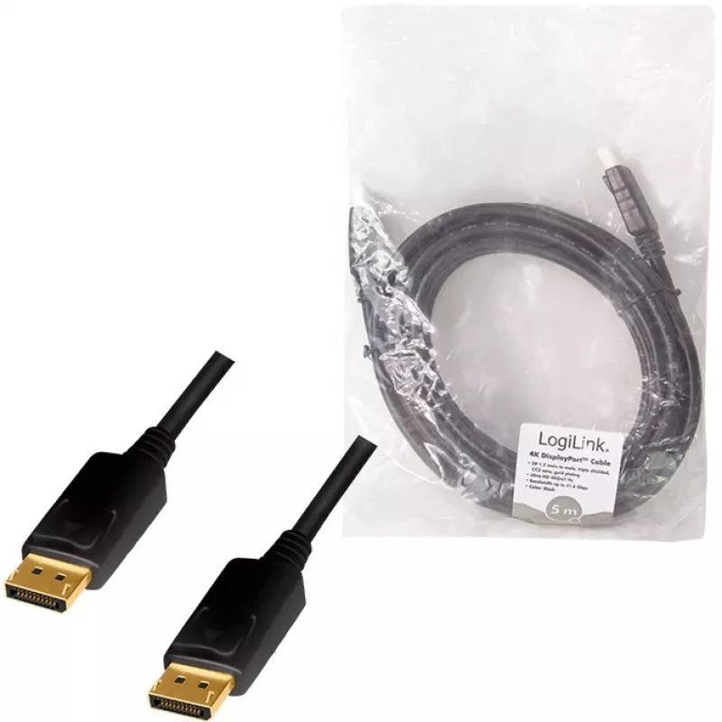 LogiLink CD0103 cavo DisplayPort DP/M a DP/M, 4K/60Hz, CCS, nero, 5m (CD0103)