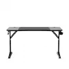 Scrivania da gaming huzaro Hero 3.6 — rettangolare 1400×600 mm, regolabile in altezza 560–790 mm, nero, gambe a H, piano da 15 mm