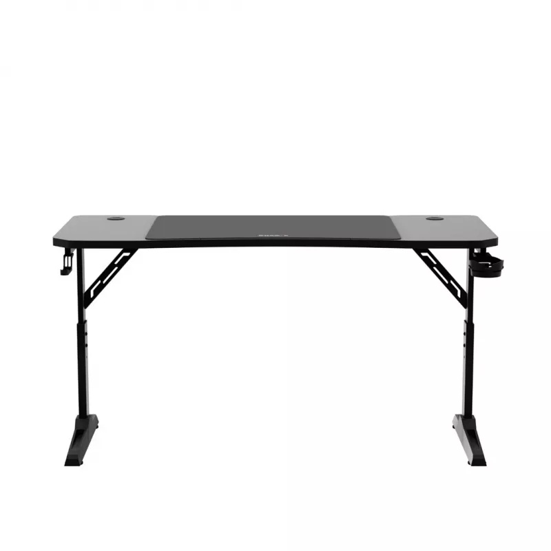 Scrivania da gaming huzaro Hero 3.6 — rettangolare 1400×600 mm, regolabile in altezza 560–790 mm, nero, gambe a H, piano da 15 mm