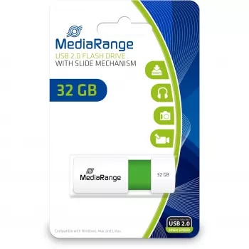 MediaRange - Unità flash USB - 32 GB - USB 2.0 - Bianco, Verde (MR973)
