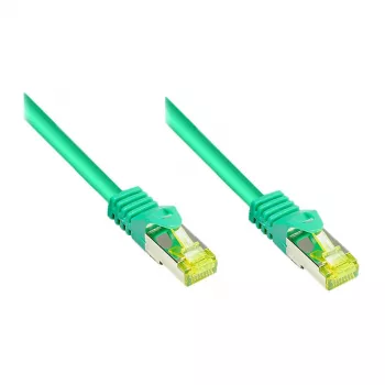 Cavo patch RJ45 con cavo Cat.7 e protezione del nasello (RNS®), S/FTP, PiMF, senza alogeni, 600MHz, OFC, verde, 1,5m, Good Connections® (8070R-015G)