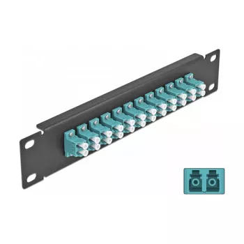 Patch panel fibra ottica DeLOCK 10 pollici 12 porte LC duplex acqua 1U nero