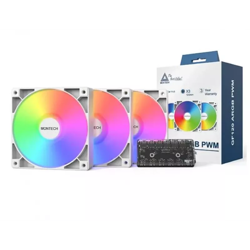 Montech GF120 V2 ARGB modulo ventola per case PC 12 cm bianco 3 pz.