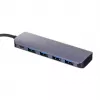 Hub USB Unitek P5+ — 5 porte (4 × USB 3.2 Gen 2 Type-A), host USB 3.2 Gen 1, 5 Gbit/s, 10 W PD, alluminio, grigio