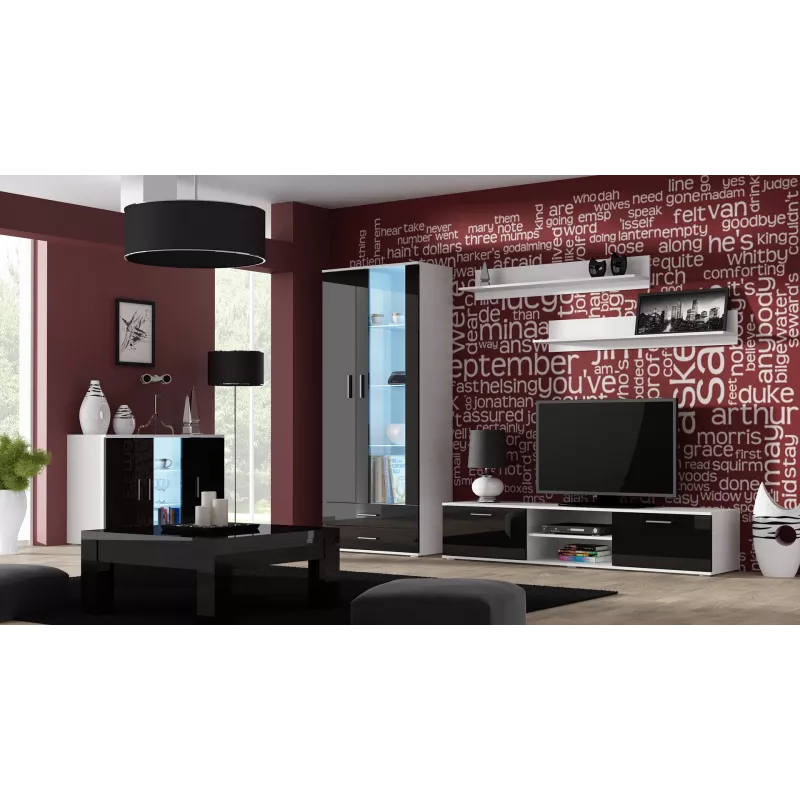 Cama Meble SOHO S7 credenza 120 cm, bianca/nera lucida