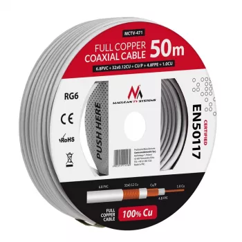 Cavo coassiale Maclean MCTV-471 RG-6/U 50 m bianco