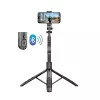 Selfie stick con treppiede Crong CRGSGU1BLK alluminio Bluetooth con gambe pieghevoli e supporto per telefono