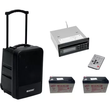 Sistema PA wireless portatile Omnitronic MOM-10BT4 con lettore CD, USB, SD e 2 batterie ricaricabili