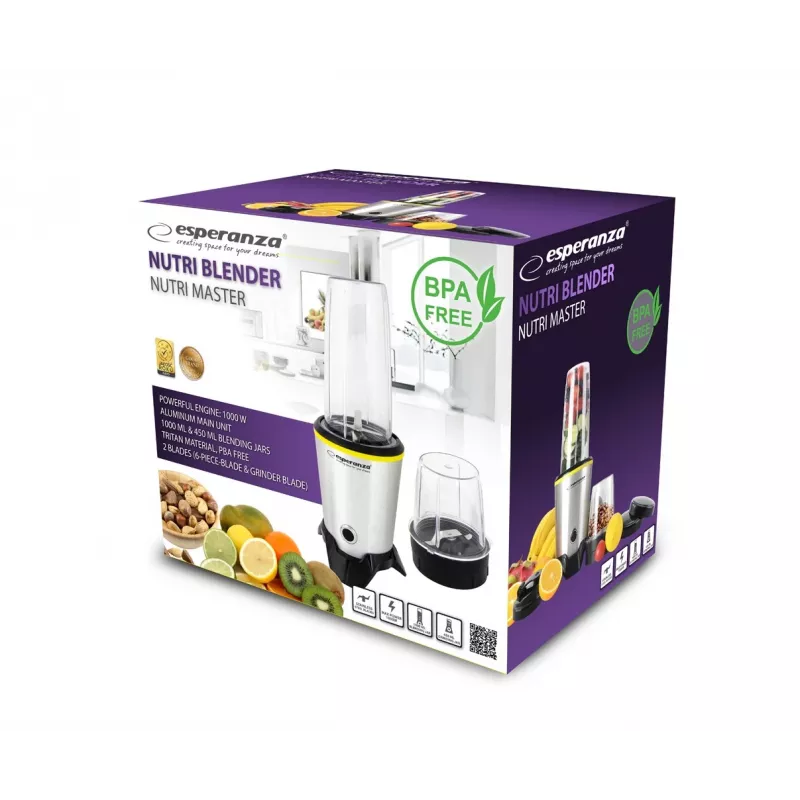 Esperanza EKM028 frullatore mixer da tavolo 1000 W nero, acciaio inox