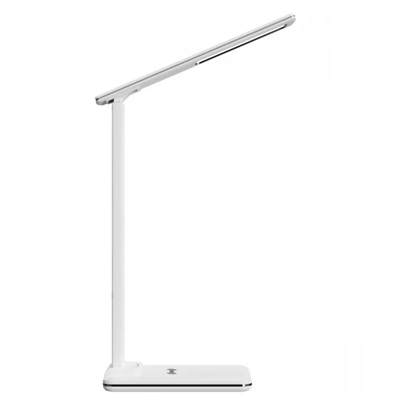 Media-Tech MT222 Leditou lampada da scrivania LED con caricatore wireless Qi da 15 W, orologio, sveglia, termometro, bianca