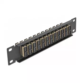 Patch panel fibra ottica DeLOCK 10 pollici 12 porte SC duplex beige 1U nero