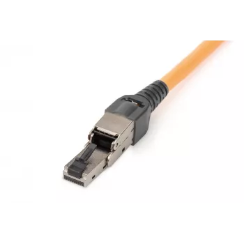 Spina a terminazione sul campo Digitus CAT 6A flessibile STP con cappuccio parapolvere connettore femmina RJ-45 argento