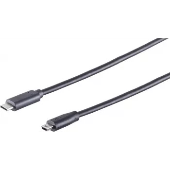 Cavo USB S/CONN 77144-3.0 USB 2.0 2 m USB C Mini-USB A nero