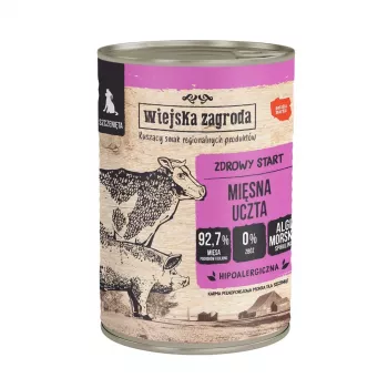 Cibo umido per cani wiejskazagroda tacchino con agnello 800 g scatoletta, 82,2% umidità, 8% proteine, 2,7% grassi