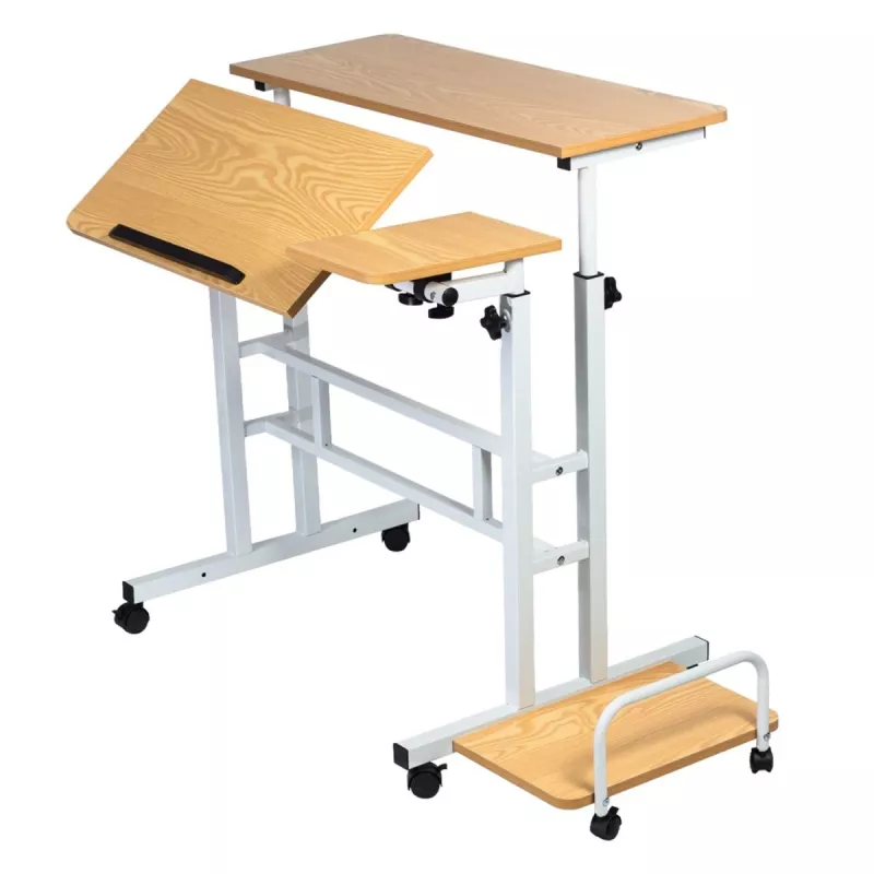 Tavolino mobile per laptop Maclean, bianco, 80x60cm, max 50kg, altezza regolabile 67-115cm, MC-124 W