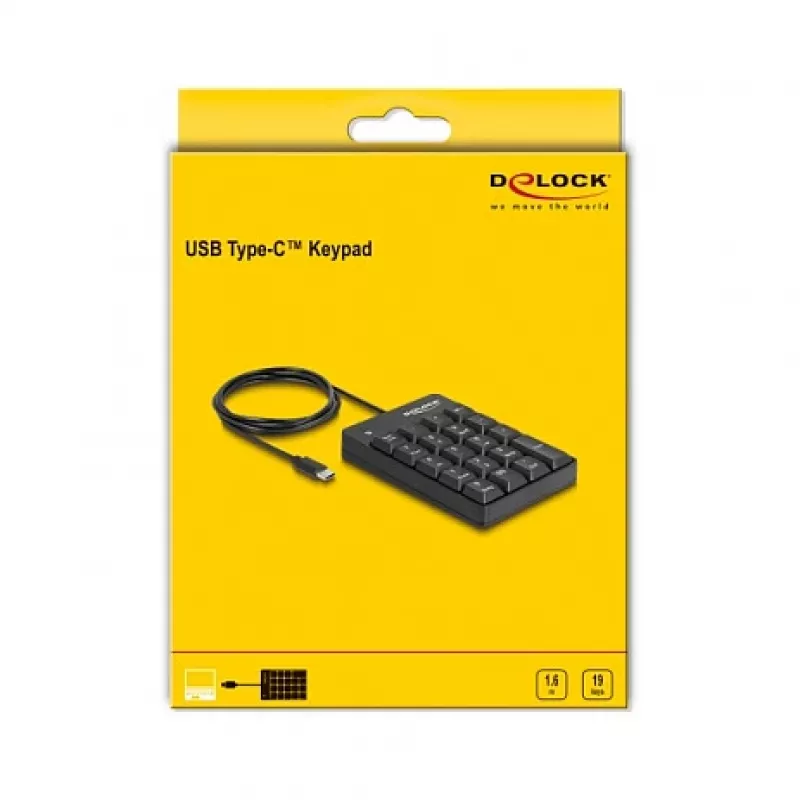 Tastierino numerico DeLOCK 12108 USB nero 19 tasti cavo 1,6 m