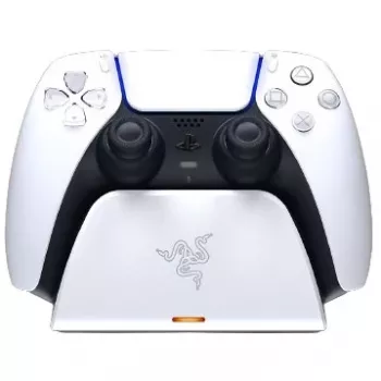 Stazione di ricarica Razer RC21-01900100-R3U1 per controller PlayStation 5 — bianco, ricarica un controller, include cavo USB-C a USB-A