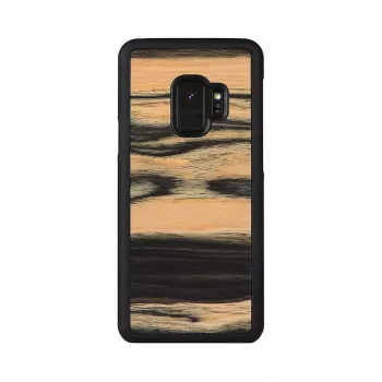 Custodia per smartphone in legno per Samsung Galaxy S9, finitura ebano bianco/nero
