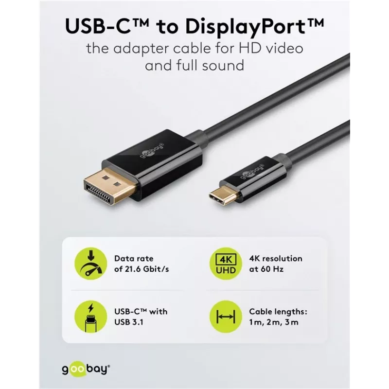 Cavo USB-C a DisplayPort GOOBAY 75704, 1 m, fino a 4K@60Hz