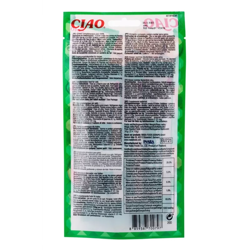 INABA Churu Bites tonno con pollo - snack per gatti - 3x10 g