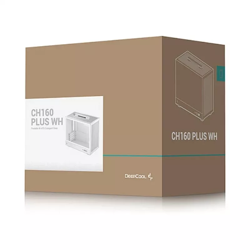 Case per computer DeepCool CH160 PLUS WH Small Form Factor bianco, microATX, vetro temperato, USB-C