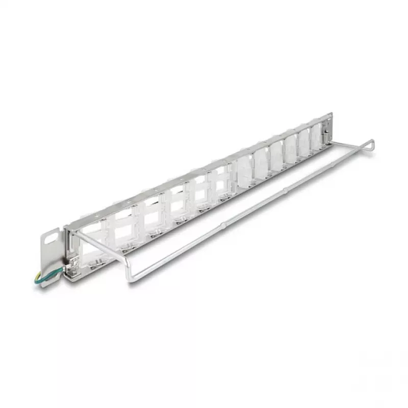 Patch panel 19 inch DELOCK 24 porte Keystone, porte inclinabili, scarico di trazione, 1U metallico
