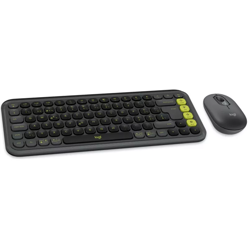 Logitech POP ICON COMBO Swiss, grafite/verde, Bluetooth, Swiss, 920-013275