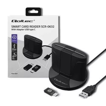 Lettore di smart card Qoltec 50632 USB 2.0 nero cavo 1m
