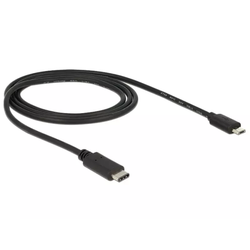 DeLOCK - cavo USB - 5 poli Micro-USB Type-B (M) - 24 poli USB Type-C (M) - 1,0 m (USB 3.1) - nero (83602)