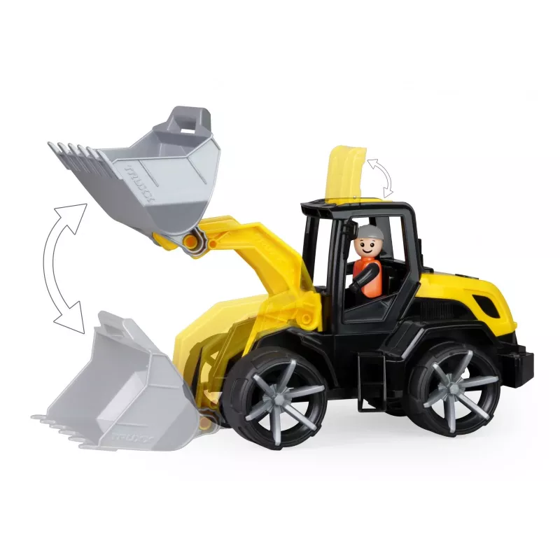 Bulldozer giocattolo Lena Truxx 2 Open Box 04512, veicolo da costruzione in plastica, giocattolo da spinta, formato compatto