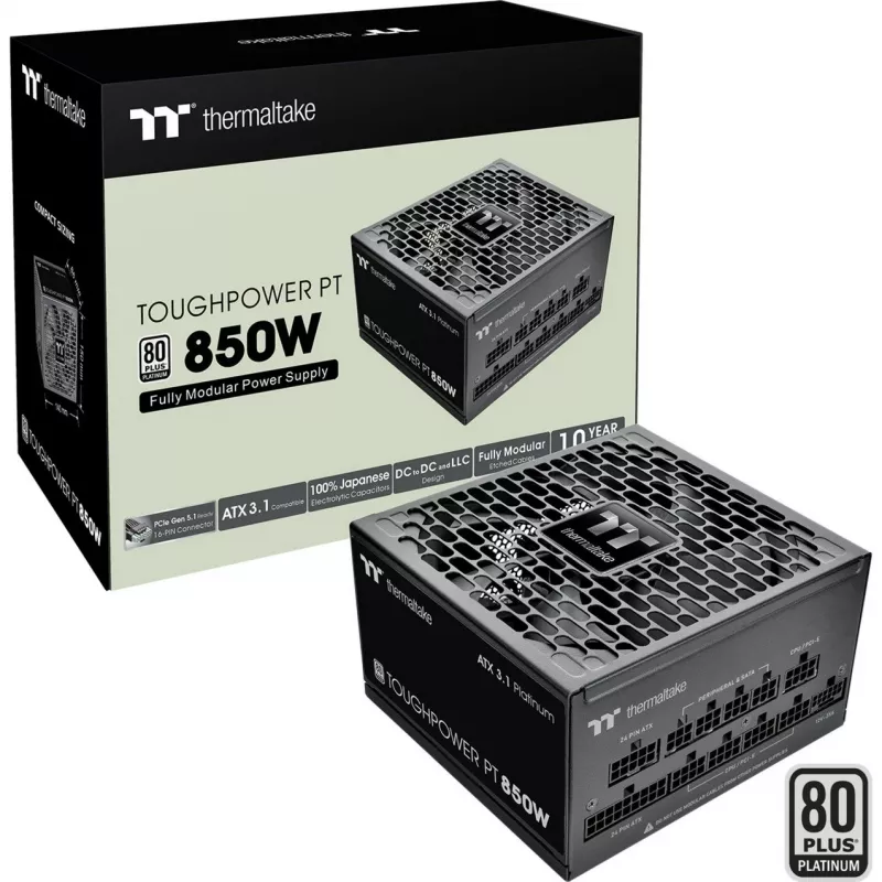 Alimentatore Thermaltake Toughpower PT 850W 80 Plus Gold, modello PS-TPP-0850FNFAPE-1