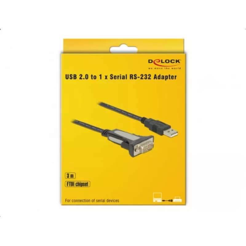 Adattatore DELOCK USB 2.0 Type-A a 1 x Seriale RS-232 DB9 3 m