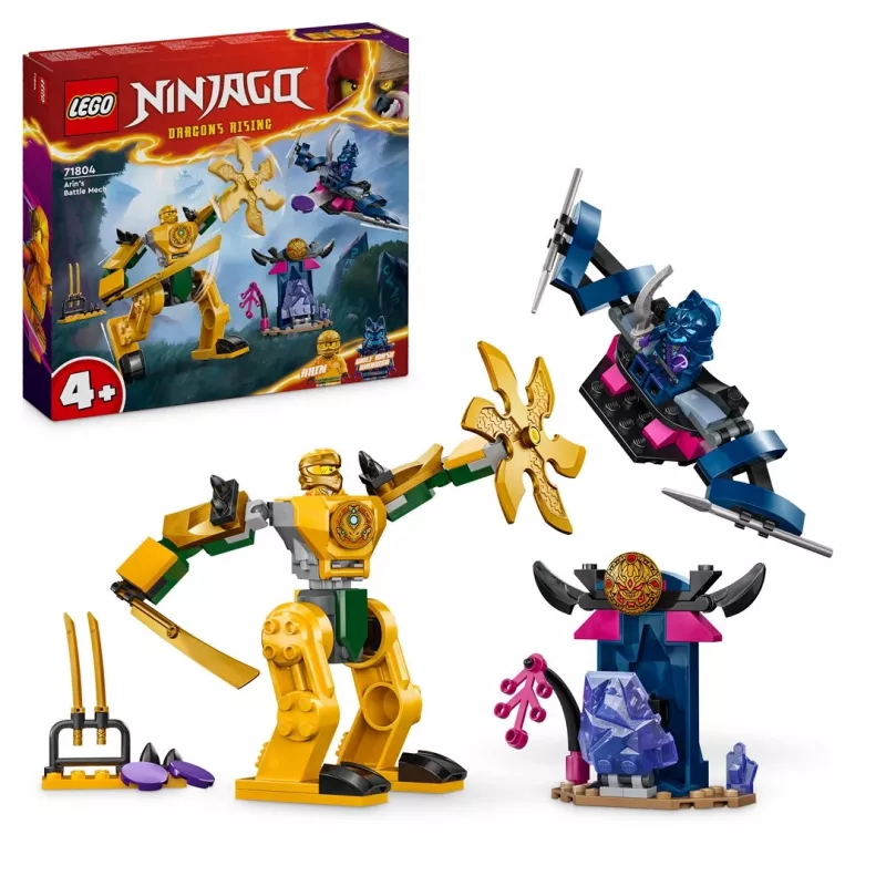 LEGO NINJAGO Mech da battaglia di Arin action figure giocattolo ninja per ragazzi e ragazze da 4 anni, set Dragons Rising con minifigure Arin e mini-kata