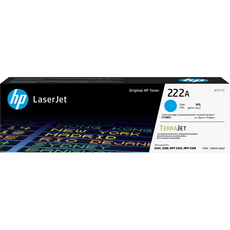 HP 222A - ciano - originale - LaserJet - cartuccia toner (W2221A) - per Color LaserJet Pro MFP 3302fdn